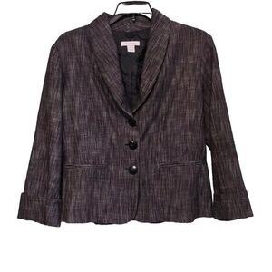 Dress Barn Women's Topper Blazer Sz S  3/4 Sleeve Gray Black Y2K Dark Academia